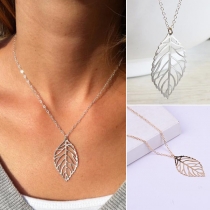 Fashion Hollow Out Leaf Pendant Necklace