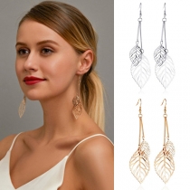 Fresh Style Hollow Out Leaf Pendant Earrings