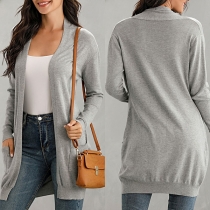 Simple Style Long Sleeve Solid Color Knit Cardigan