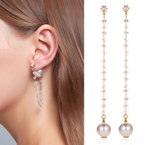 Fashion Pearl Pendant Long Tassel Earrings