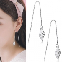 Fashion Silver-tone Leaf Pendant Ear-line