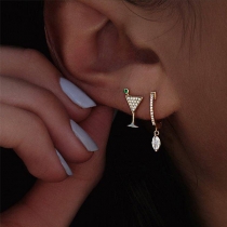 Fashion Rhinestone Inlaid Asymmetric Stud Earrings