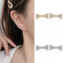 Sweet Style Rhinestone Inlaid Bow-knot Shaped Stud Earrings