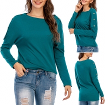 Fashion Solid Color Dolman Sleeve Round Neck Sweatshirt