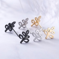 Fresh Style Hollow Out Leaf Shaped Stud Earrings
