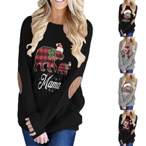 Cute Cartoon Printed Long Sleeve Round Neck T-shirt