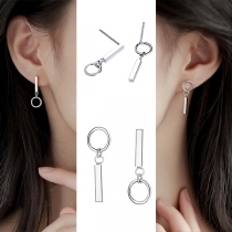 Simple Style Circle Pendant Asymmetric Stud Earrings