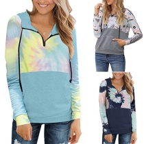 Fashion Tie-dye Printed Long Sleeve Hooded Sweatshirt