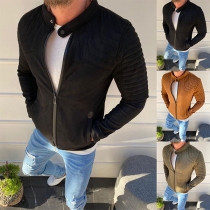 Fashion Solid Color Long Sleeve Stand Collar Man's Jacket