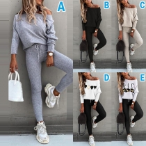 Fashion Dolman Sleeve T-shirt + Pants Two-piece Set