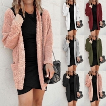 Fashion Solid Color Long Sleeve Loose Knit Cardigan