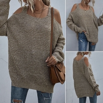 Sexy Off-shoulder Long Sleeve Sling Knit Top