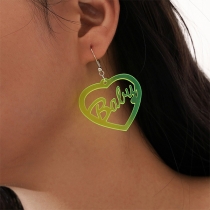 Chic Style Hollow Out Letters Heart Shaped Earrings