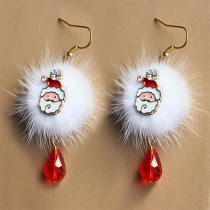 Cute Style Rhinestone Inlaid Hairball Earrings