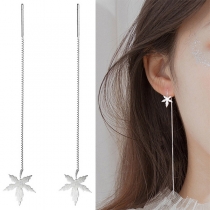 Fashion Silver-tone Maple Leaf Pendant Ear-line