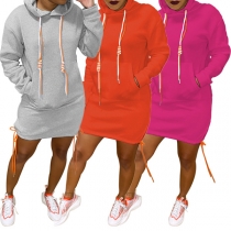 Fashion Printed Spliced Long Sleeve Hooded Slim Fit Long Sweatshirt