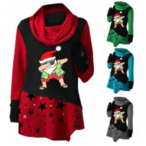Cute Cartoon Printed Long Sleeve Cowl Neck Sweatshirt