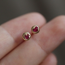 Simple Style Colorful Rhinestone Inlaid Alloy Asymmetry Stud Earrings