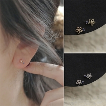 Simple Style Rhinestone Inlaid Flower Shaped Stud Earrings