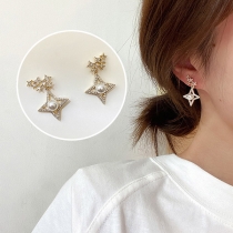 Fashion Rhinestone Inlaid Star Stud Earrings