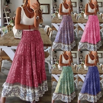 Bohemian Style High Waist Printed Skirt
