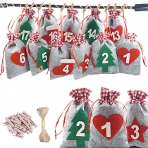 Creative Style Christmas Tree Pendant Candy Bags  Christmas Advent Calendar Bags for Adults and Kids Christms Toys Home Decorations