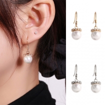 Fashion Rhinestone Inlaid Pearl Pendant Earrings