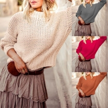 Fashion Solid Color Long Sleeve Mock Neck Sweater