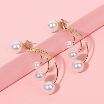 Bohemian Style Pearl Inlaid Stud Earrings
