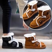 Fashion Flat Heel Round Toe Plush Lining Snow Boots