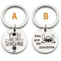 Chic Style Letters Engraved Circle Pendant Key Chain