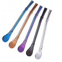 Reusable Stainless Steel Tea Straw for Loose Tea Infuser Dringking Spoons Filter Stirring Straws Pack of 5