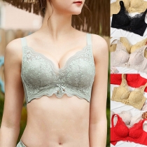 Sexy Solid Color Lace Spliced Push-up Wireless Bra