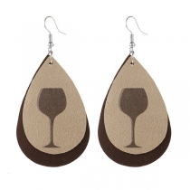 Ethnic Style Wine Glass Pattern PU Leather Earrings