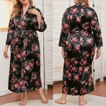Fashion Long Sleeve Printed Over-sized Robe