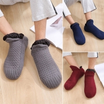 Creative Style Solid Color Knit Socks Home Shoes with Warm Plush Slip on Shoes for Men and Women