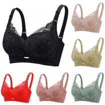 Sexy Solid Color Lace Spliced Push-up Wireless Bra
