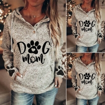 Casual Style Long Sleeve Hooded Printed Sweatshirt