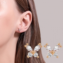 Sweet Style Rhinestone Inlaid Butterfly Shaped Stud Earrings