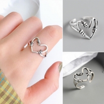 Retro Style Hollow Out Heart Shaped Open Ring