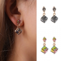 Fashion Water Cube Shaped Earrings
