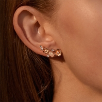 Sweet Style Rhinestone Inlaid Flower-shaped Stud Earrings