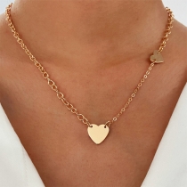 Simple Style Heart Pendant Gold-tone Necklace