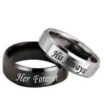 Romantic Style Letters Engraved Couple Ring