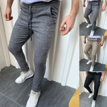 Simple Style Solid Color Middle Waist Man's Pants
