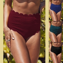 Fashion Solid Color High Waist Swimming Shorts