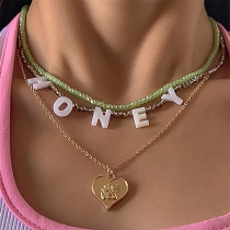 Fashion Colorful Letters Pendant Double-layer Necklace