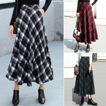 Fashion High Waist Plaid Skirt