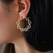 Cute Style Pig Nose Shaped Gold-tone Earrings 2 Pairs/Set