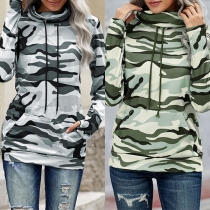 Fashion Camouflage Printed Long Sleeve Hooded Sweatshirt